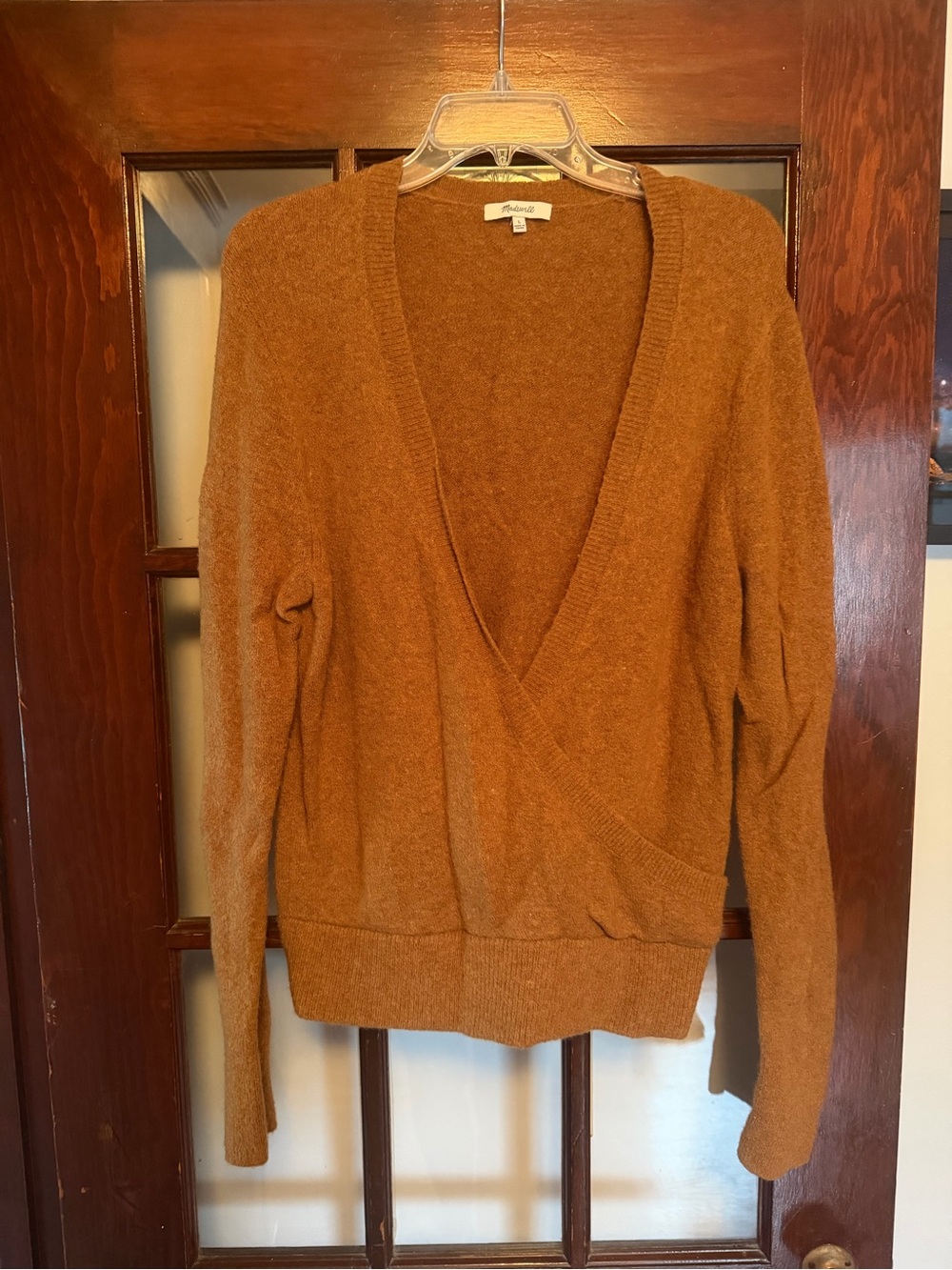 Madewell Mustard Brown V-Neck Wrap Sweater